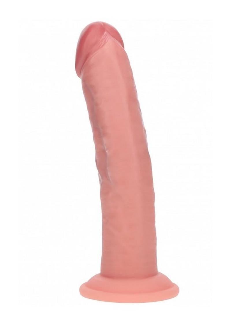 Realrock Dual Layered Rechargeable Silicone Curved Realistic Vibrating Dildo with Suction Cup 8in - Vanilla - Image 3