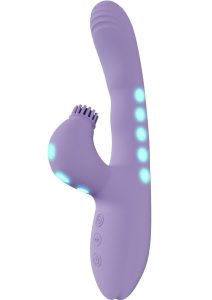 Vive Andria LED Rechargeable Silicone Dual Motor G-Spot VIbrating and Tap Clit Stimulator - Lavender