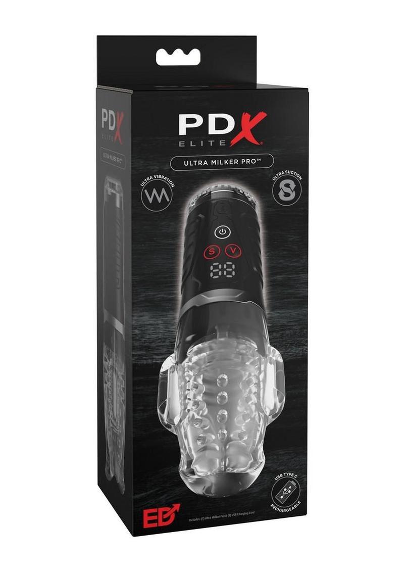 PDX Elite Ultra Milker Pro Rechargeable Masturbator - Clear/Black