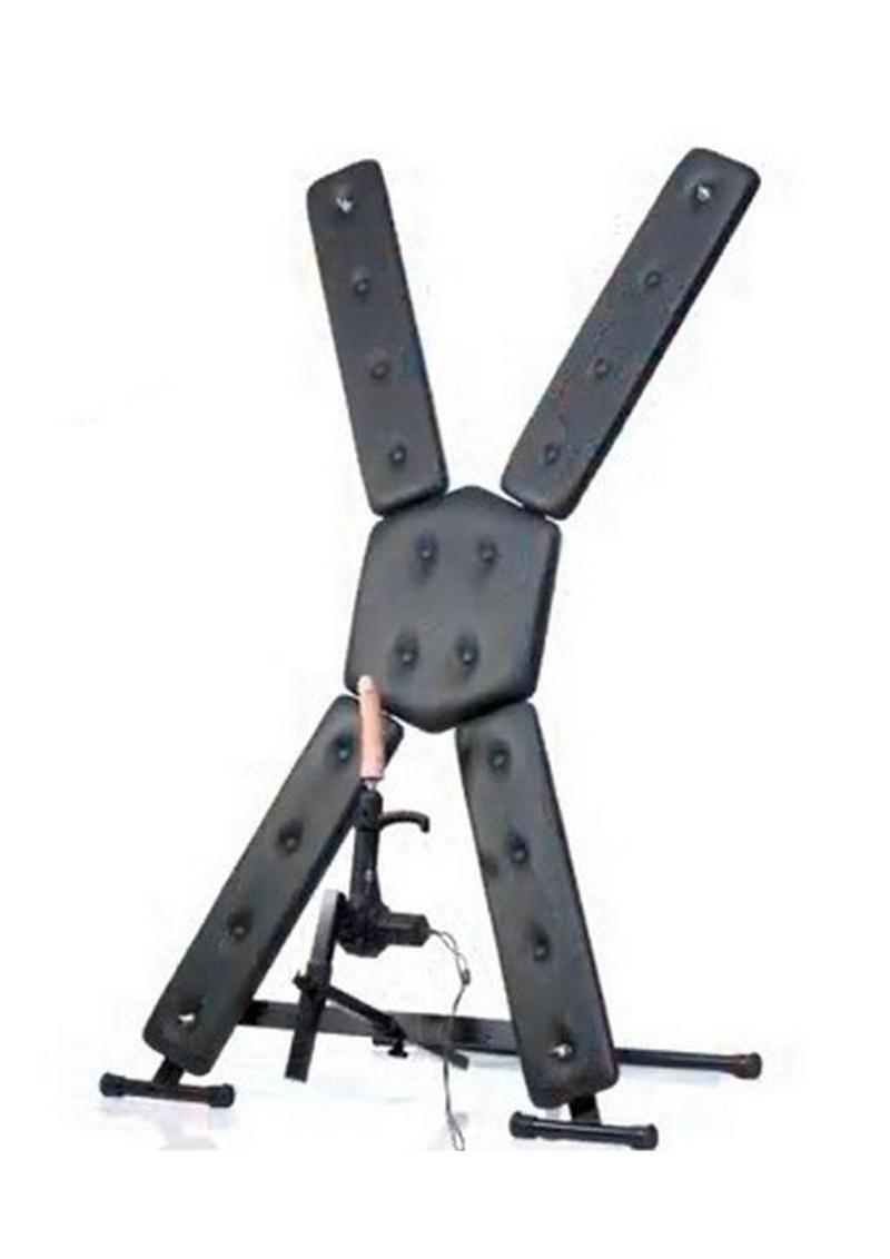 Master Series St. Andrew`s Cross with Sex Machine - Black/Vanilla