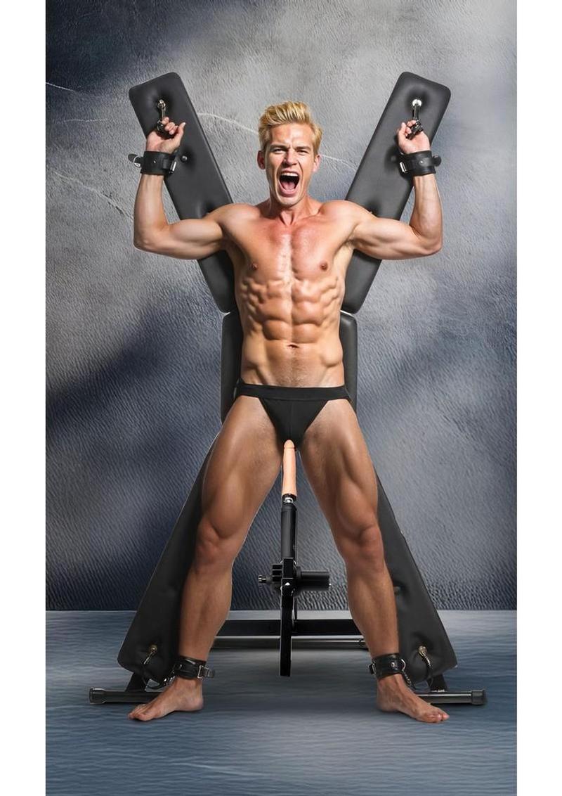 Master Series St. Andrew`s Cross with Sex Machine - Black/Vanilla - Image 3