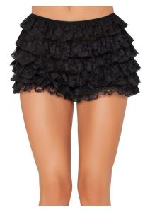 Leg Avenue Lace Ruffle Shorts - Large - Black