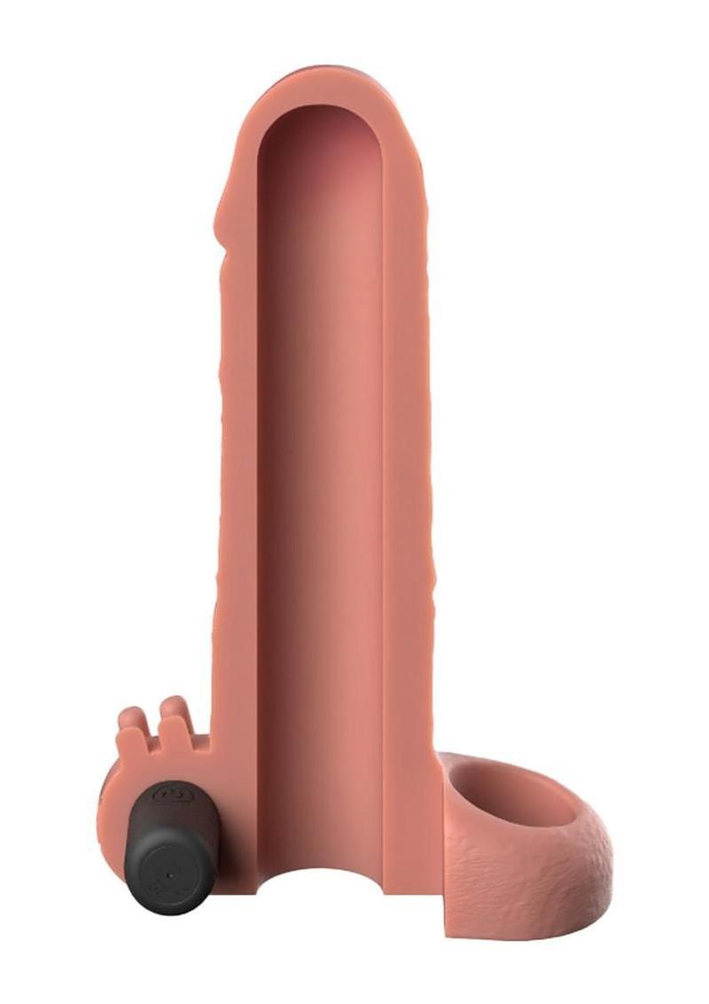 Fantasy X-Tensions Vibrating Real Feel Extension with Rechargeable Bullet 1in - Vanilla - Image 3
