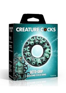 Creature Cock Octo-Grip Silicone Cock Ring - Teal/Black