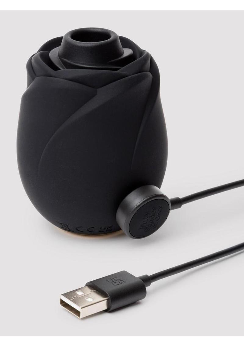 Fifty Shades of Grey Hearts and Flowers Rose 2.0 Rechargeable Silicone Clitoral Stimulator - Black/Gold - Image 4