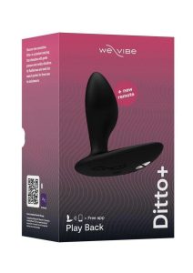 We-Vibe Ditto+ App Compatible Vibrating Rechargeable Silicone Butt Plug with Remote Control - Satin Black
