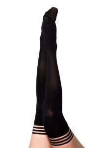 Kixies Danielle Opaque Thigh High Tights - Size C/Large - Black