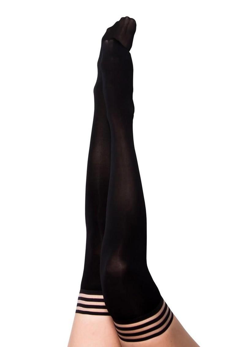 Kixies Danielle Opaque Thigh High Tights - Size C/Large - Black