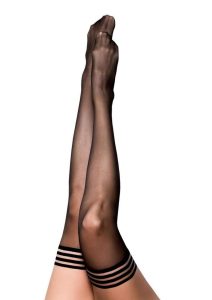 Kixies Taylor Fishnet Thigh High - Size A/Small - Black