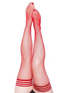 Kixies Sandra Fishnet Thigh High - Size A/Small - Red