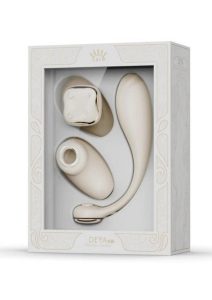 Zalo Deya Rechargeable Silicone App Compatible Wearable Vibrator Set - White/Gold
