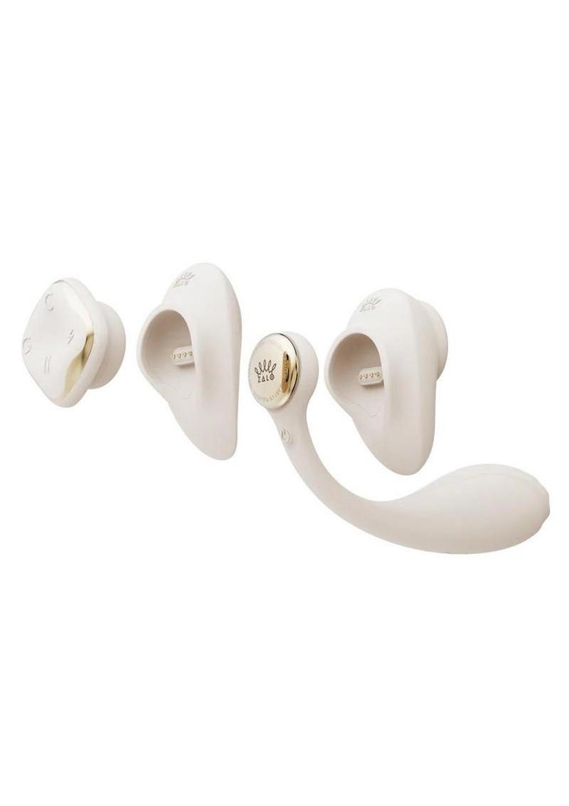 Zalo Deya Rechargeable Silicone App Compatible Wearable Vibrator Set - White/Gold - Image 3