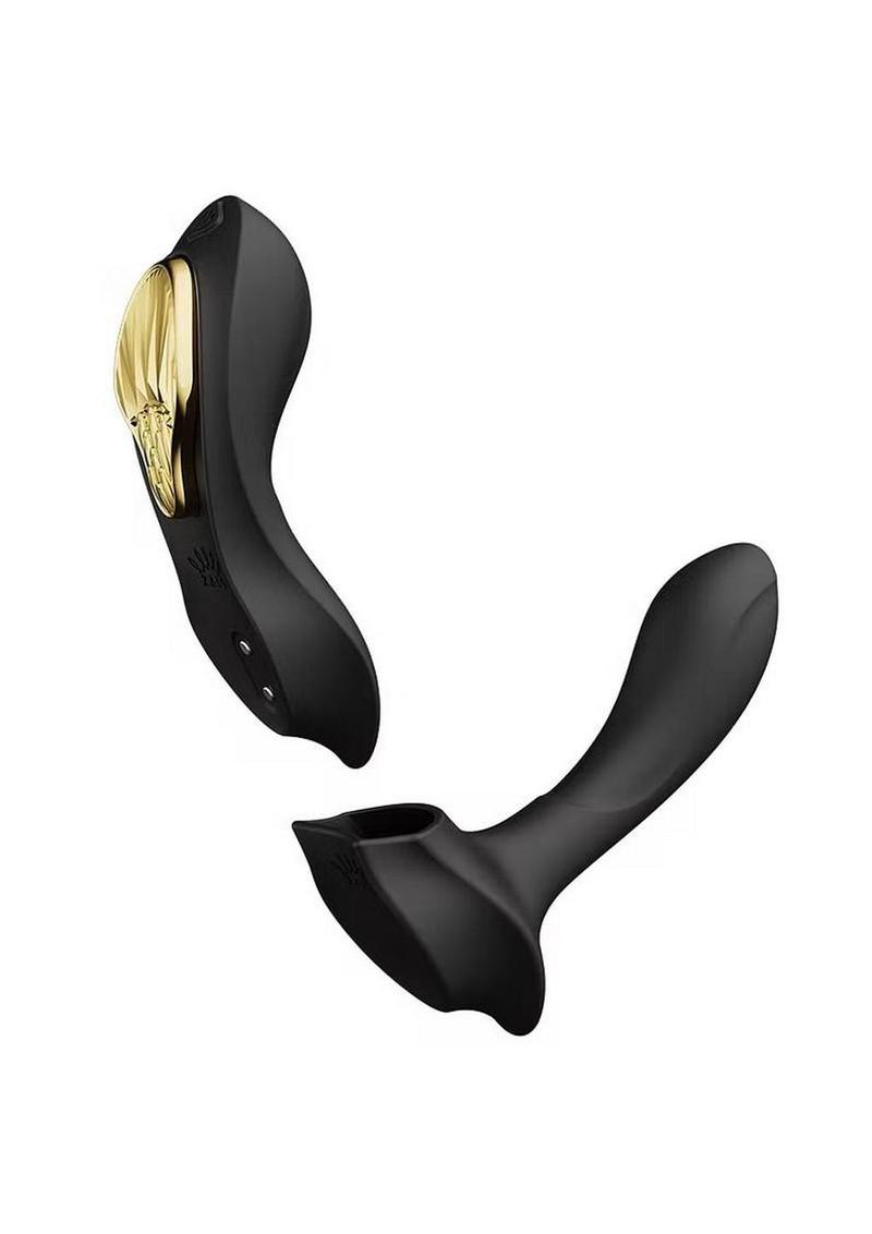 Zalo Aya Rechargeable Silicone Wearable Vibrator - Black/Gold - Image 3