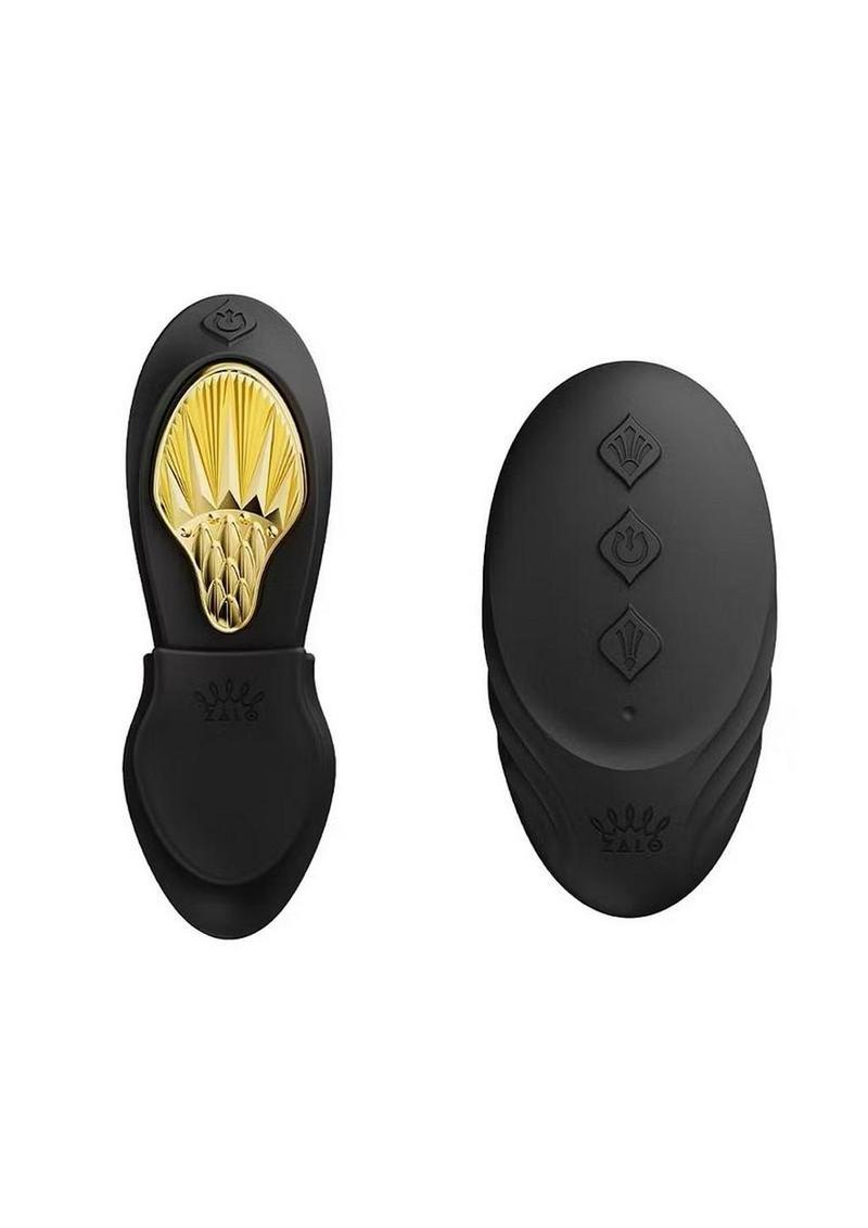 Zalo Aya Rechargeable Silicone Wearable Vibrator - Black/Gold - Image 4