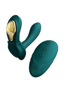 Zalo Aya Rechargeable Silicone Wearable Vibrator - Green/Gold