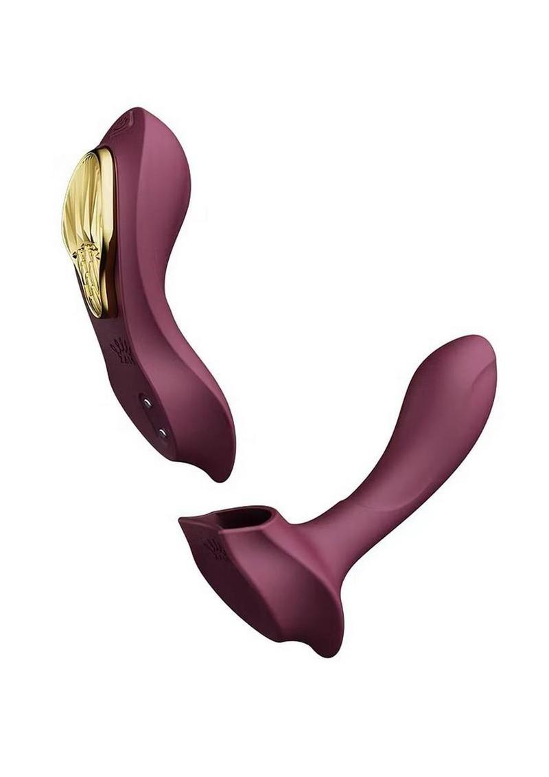 Zalo Aya Rechargeable Silicone Wearable Vibrator - Purple/Gold - Image 3