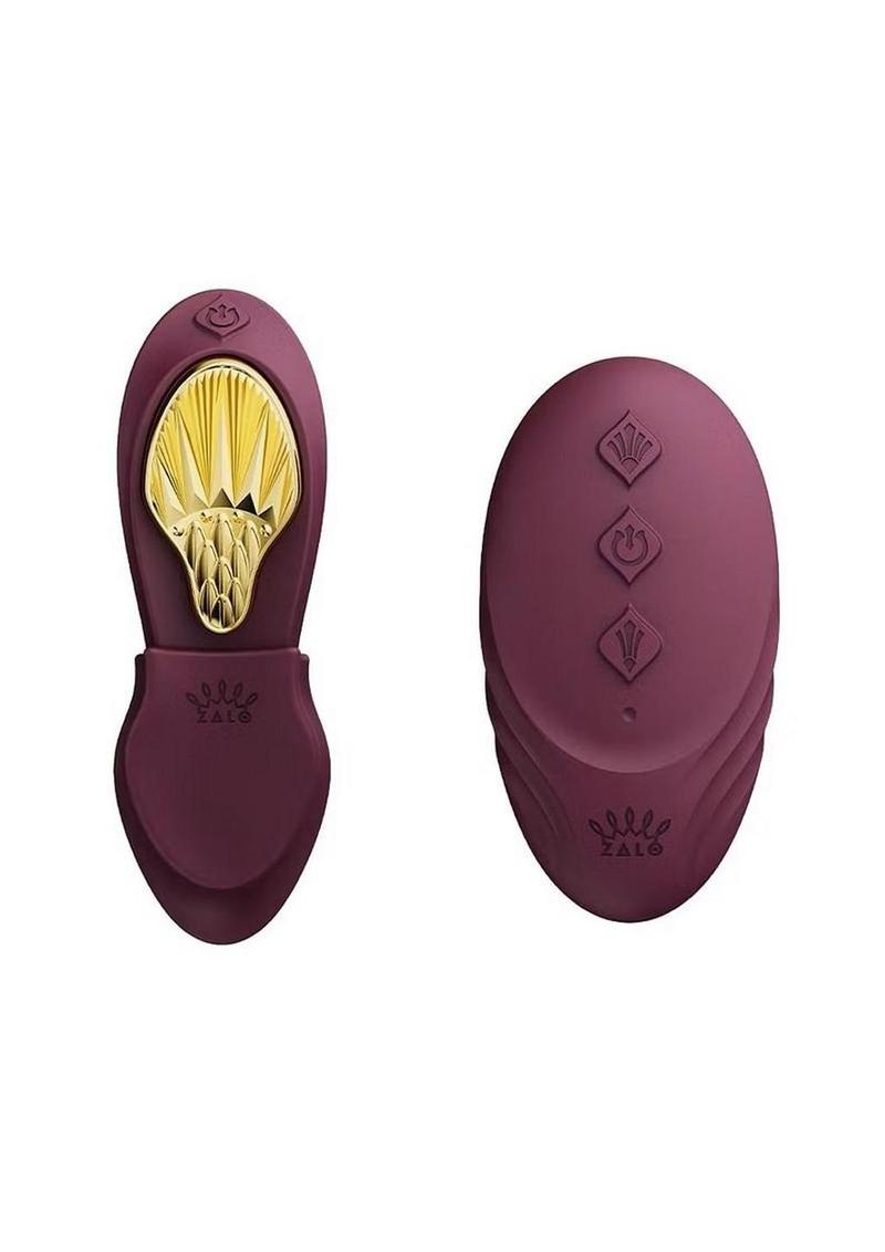 Zalo Aya Rechargeable Silicone Wearable Vibrator - Purple/Gold - Image 4