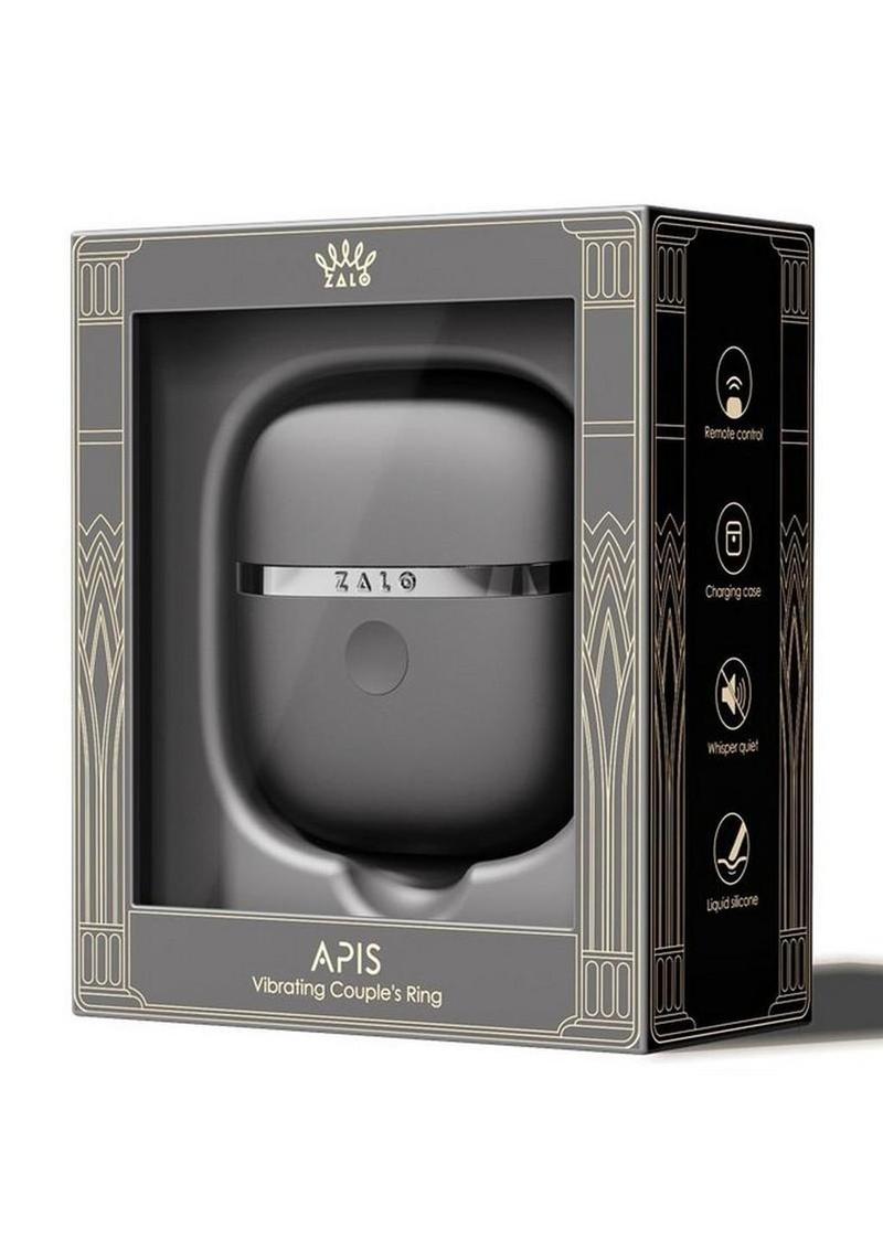 Zalo Apis Rechargeable Silicone App Compatible Vibrating Couple`s Ring - Black