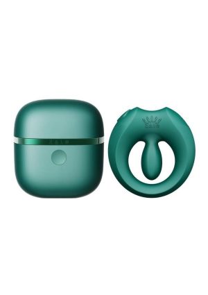 Zalo Apis Rechargeable Silicone App Compatible Vibrating Couple`s Ring - Green