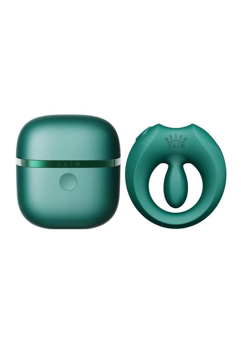 Zalo Apis Rechargeable Silicone App Compatible Vibrating Couple`s Ring - Green