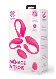 Together Menage A Trois Rechargeable Silicone Remote Control Orgy Egg Set - Pink
