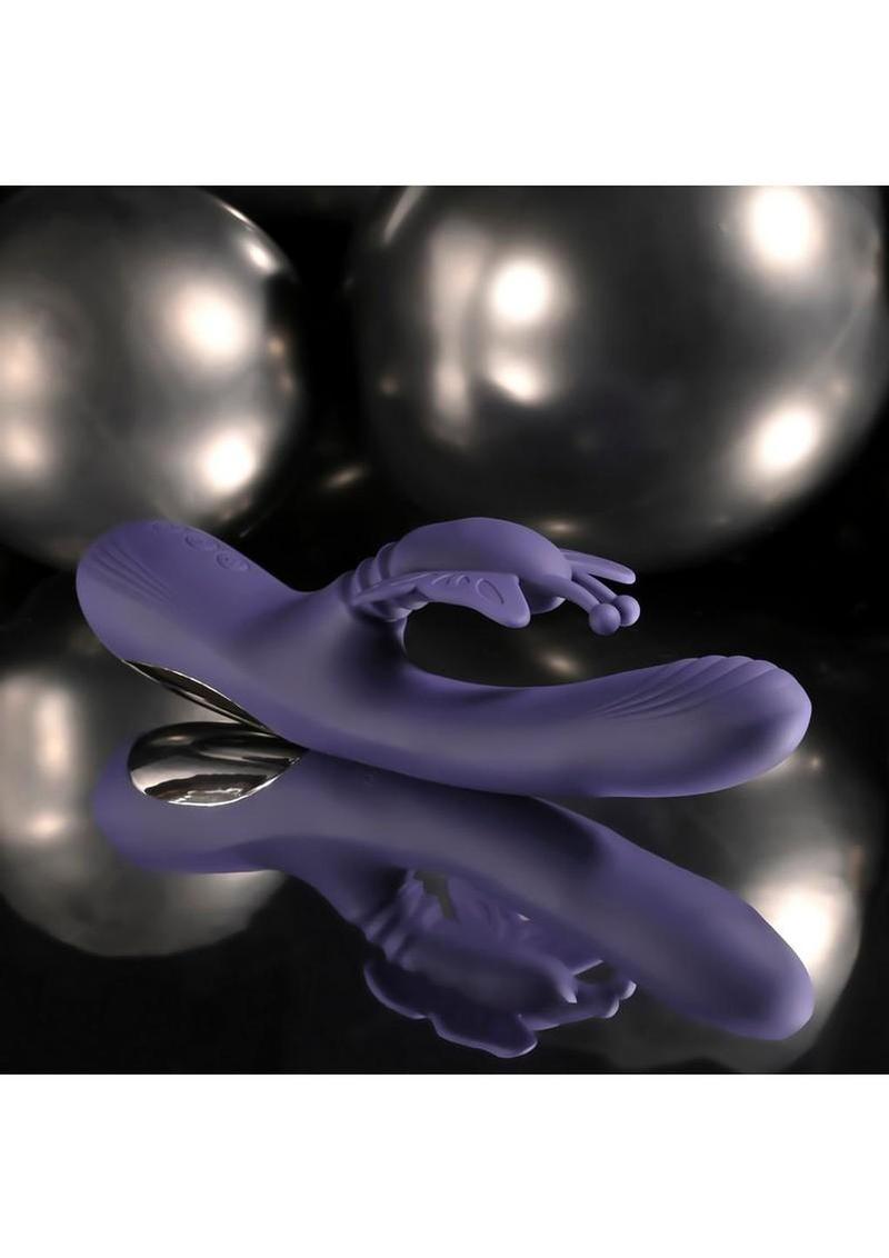 Wings of Frenzy Rechargeable Silicone Multi Vibrator with Clitoral Stimulator - Purple - Image 4