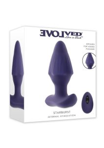 Starburst Rechargeable Silicone Expandable Anal Plug with Remote - Purple