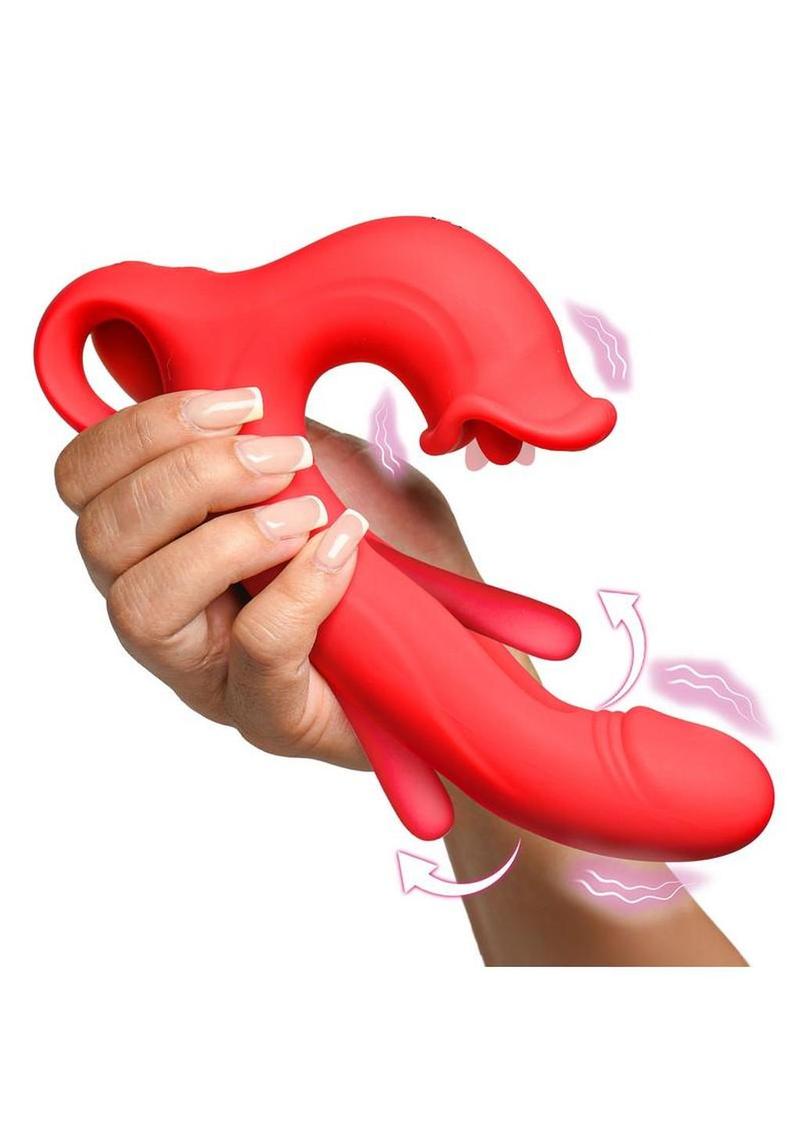 Flickers Kissing and Flicking Silicone Vibrator - Red - Image 3
