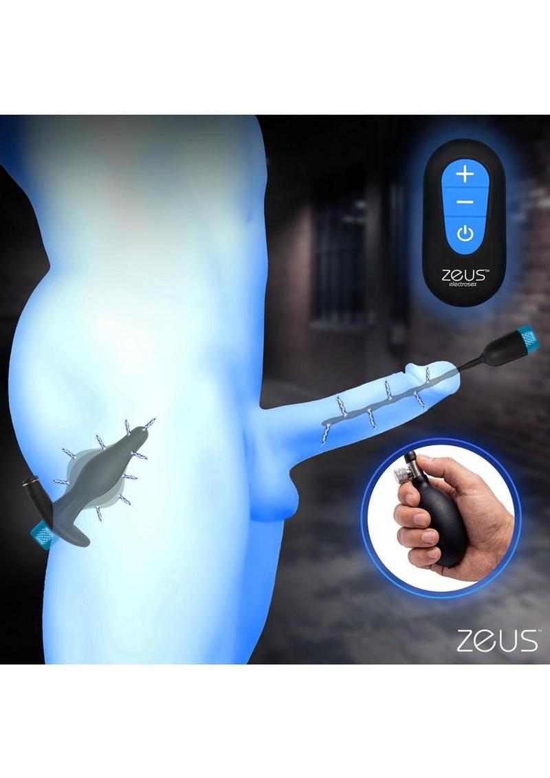 Zeus Electrosex Inflatable Anal Plug and Urethral Sound E-Stim Kit (3 Piece) - Black - Image 4