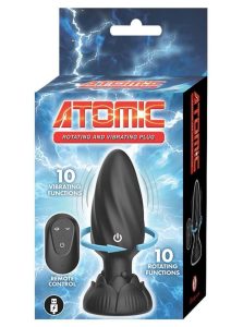 Atomic Rotating Vibrating Rechargeable Silicone Plug with Remote Control - Black