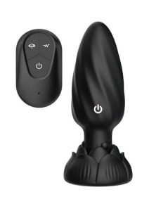 Atomic Rotating Vibrating Rechargeable Silicone Plug with Remote Control - Black