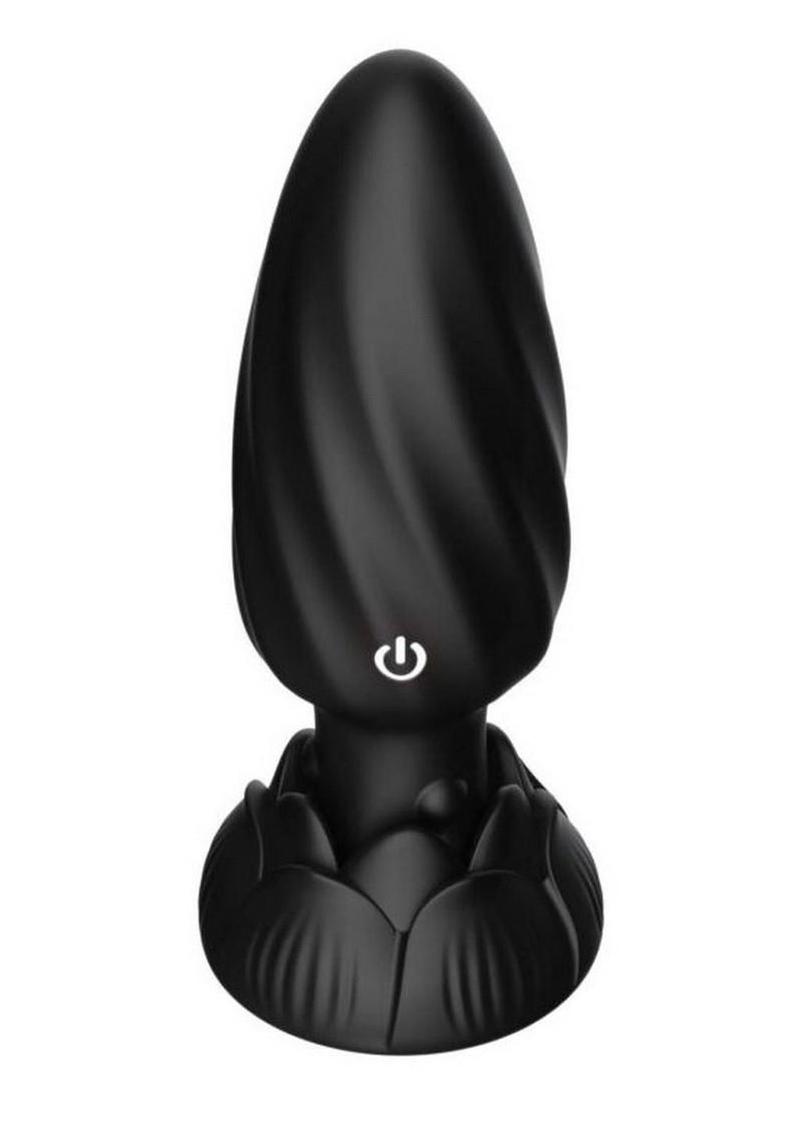 Atomic Rotating Vibrating Rechargeable Silicone Plug with Remote Control - Black - Image 3