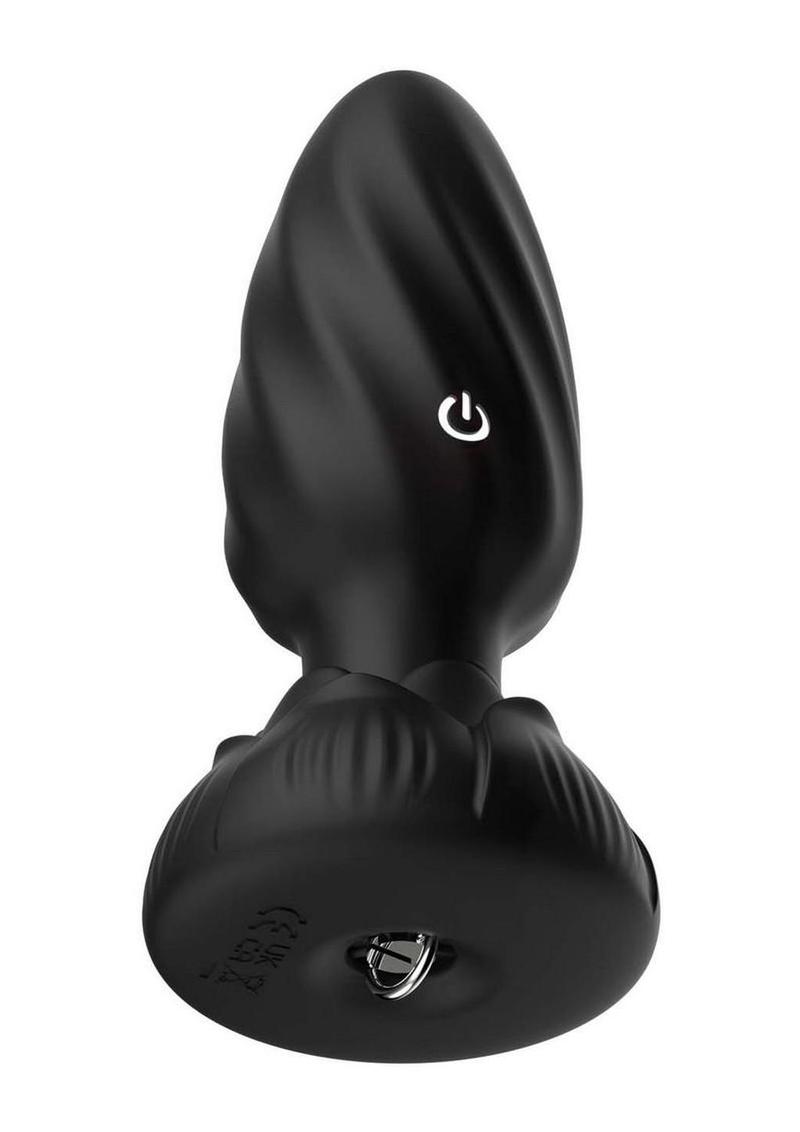 Atomic Rotating Vibrating Rechargeable Silicone Plug with Remote Control - Black - Image 4