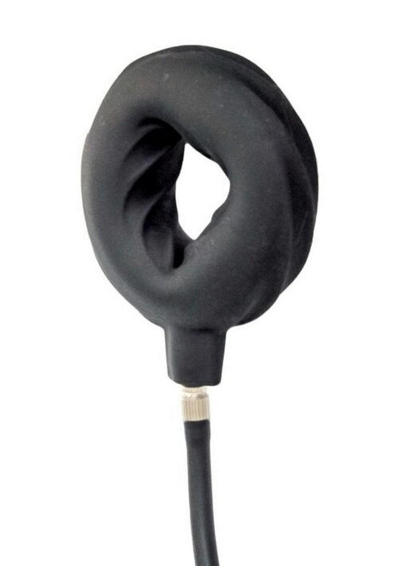 Atomic Inflatable Silicone Cock Ring - Black - Image 4