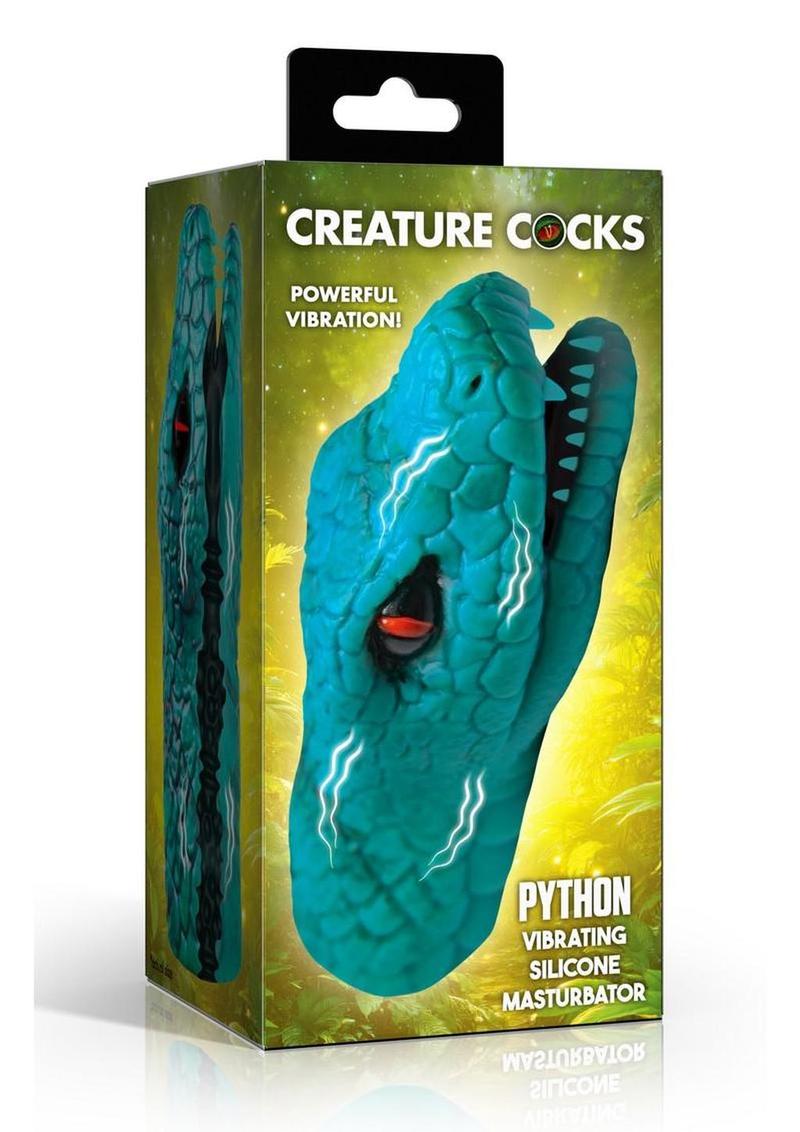 Creature Cocks Python Vibrating Rechargeable Silicone Masturbator - Green/Black