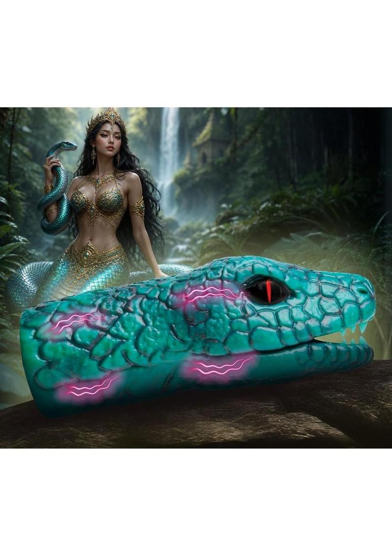 Creature Cocks Python Vibrating Rechargeable Silicone Masturbator - Green/Black - Image 3