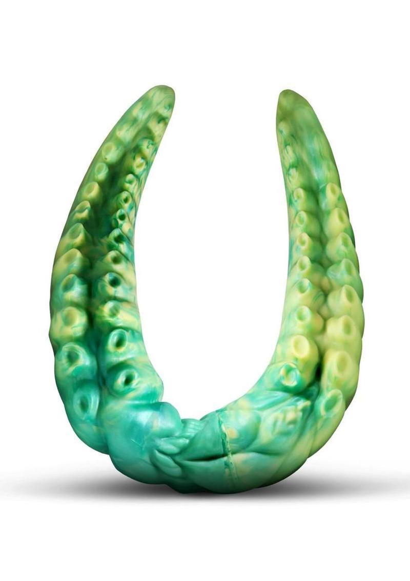 Creature Cocks Dual Kraken Silicone Double Dildo - Green/Yellow - Image 3