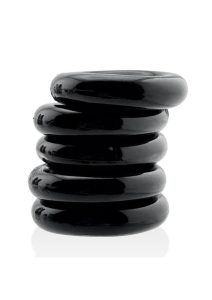 Hunkyjunk Jacker 5 Stack Super-Strong Cockrings (5 Pack) - Black