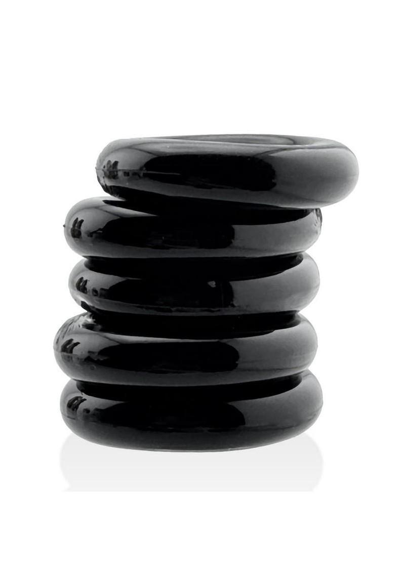 Hunkyjunk Jacker 5 Stack Super-Strong Cockrings (5 Pack) - Black