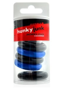 Hunkyjunk Jacker 5 Stack Super-Strong Cockrings (5 Pack) - Blue/Black