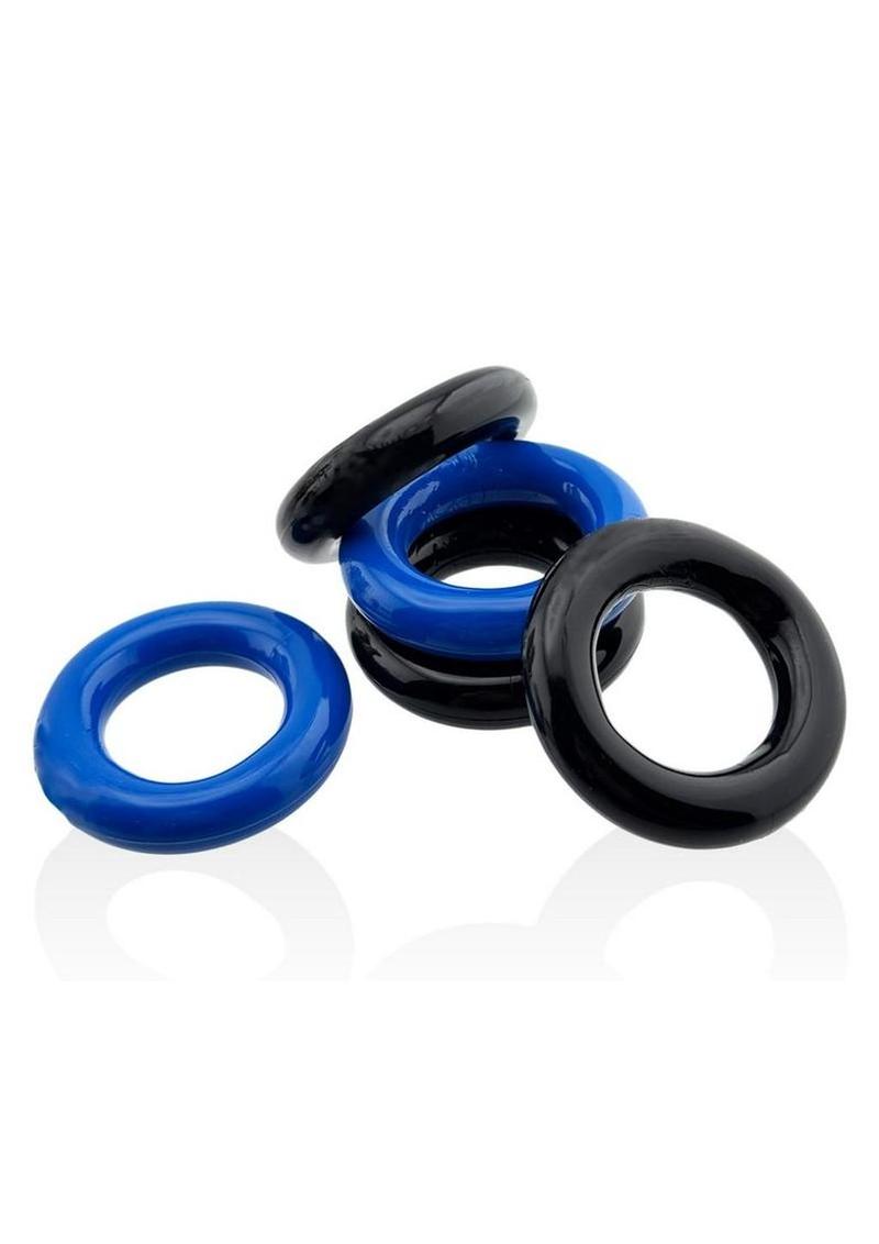 Hunkyjunk Jacker 5 Stack Super-Strong Cockrings (5 Pack) - Blue/Black - Image 4