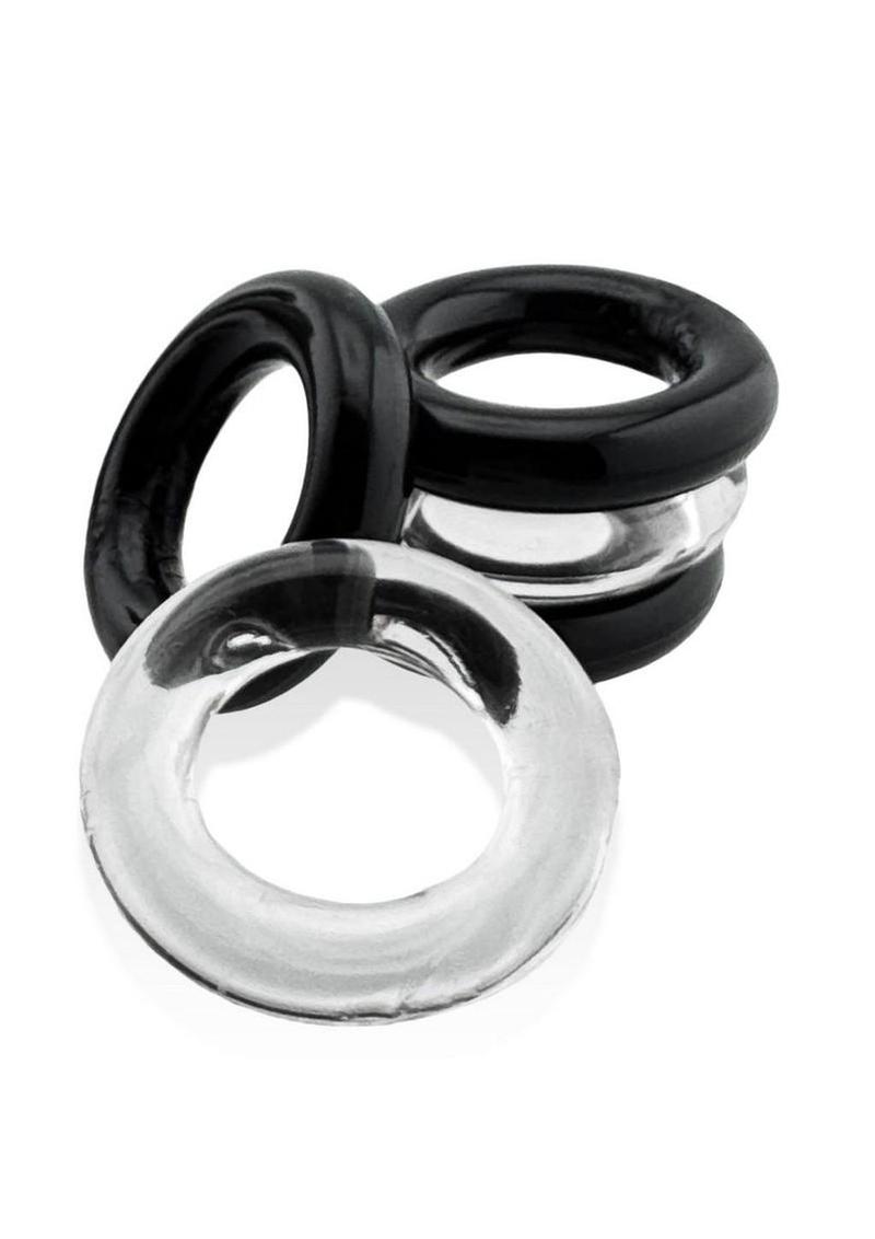 Hunkyjunk Jacker 5 Stack Super-Strong Cockrings (5 Pack) - Clear/Black - Image 3