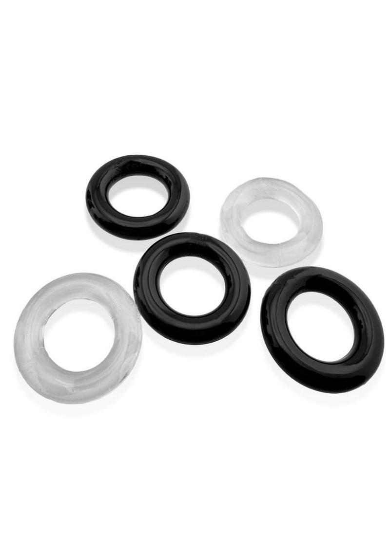 Hunkyjunk Jacker 5 Stack Super-Strong Cockrings (5 Pack) - Clear/Black - Image 4