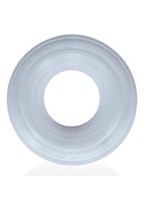 Hunkyjock Roto Grooved Gripper Ribbed Cockring - Clear Steam