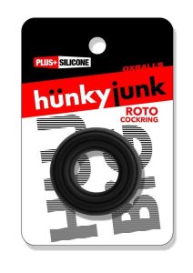 Hunkyjock Roto Grooved Gripper Ribbed Cockring - Black Fog