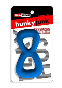 Hunkyjunk Boomerang Silicone Double-Ring Cockring and Nut-Tugger - Teal Fizz