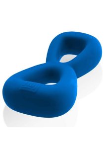 Hunkyjunk Boomerang Silicone Double-Ring Cockring and Nut-Tugger - Teal Fizz