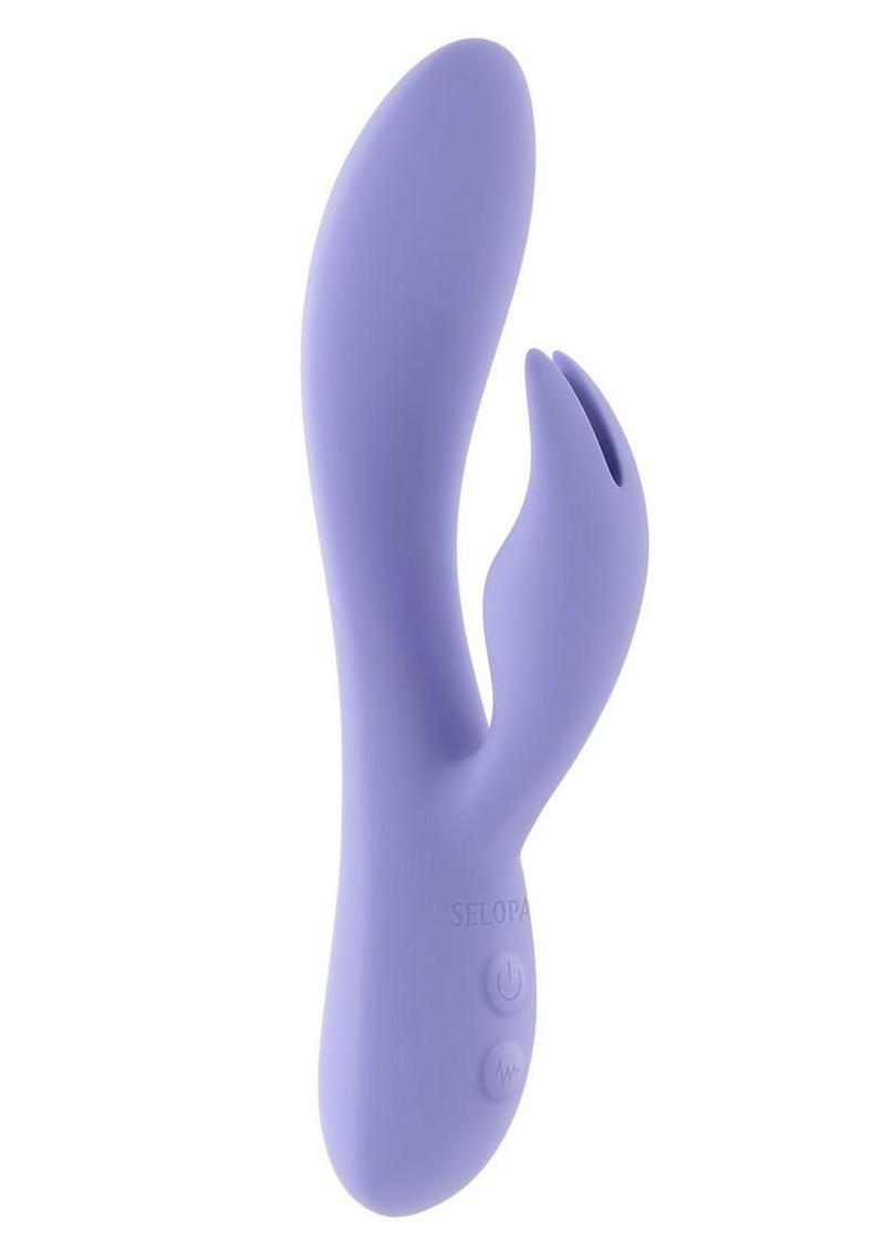 Selopa Purple Craze Rechargeable Silicone Rabbit Vibrator - Purple - Image 3