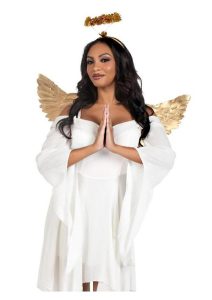 Leg Avenue Metallic Angel Wings and Tinsel Halo Headband (2 Piece) - O/S - Gold