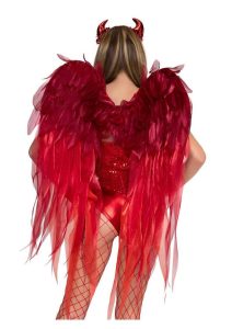Leg Avenue Dark Enchantress Chiffon Wings and Horn Headband (2 Piece) - O/S - Red